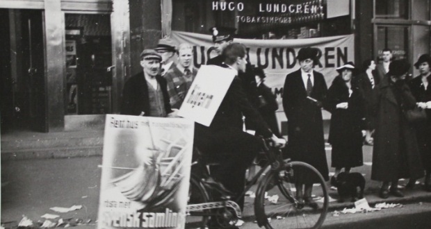  Wahlkampf mit Fahrrad im südschwedischen Helsinborg 1936. Foto: Stockholms Stadsarkiv (CC BY-NC-ND 5.5 SE)
